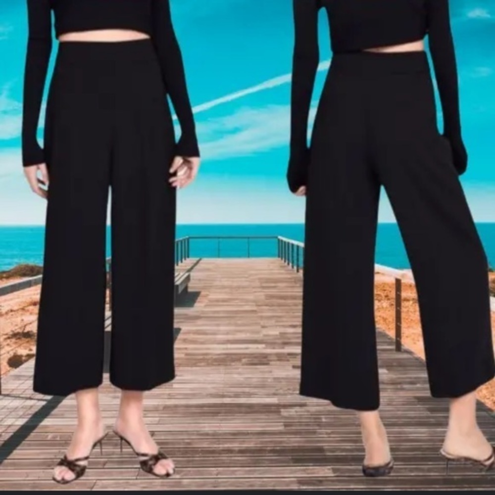 - Zara mini flare pants, high waisted wide legs cropped.